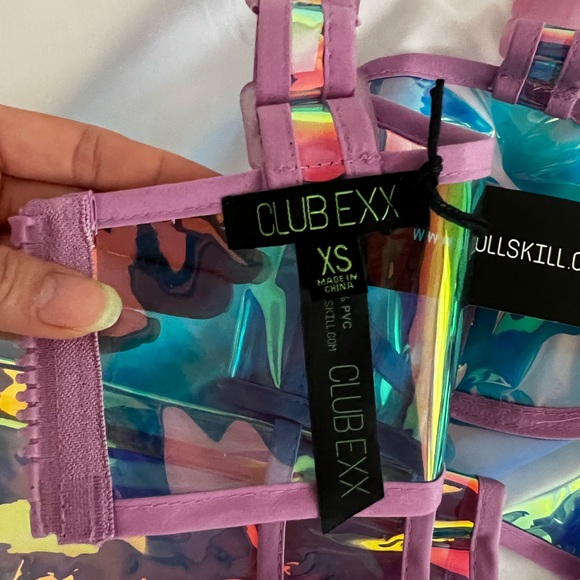 Dolls Kill Holographic Sheer Bra Top and Skirt Set (USED) - Picture 7 of 10